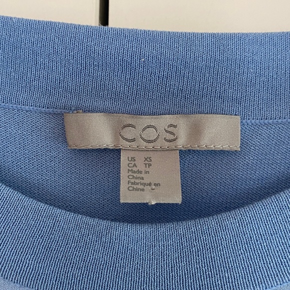 COS Mixed‎ Silk 3/4 Sleeve Women's Blouse Top Size XS Blue - Picture 4 of 9